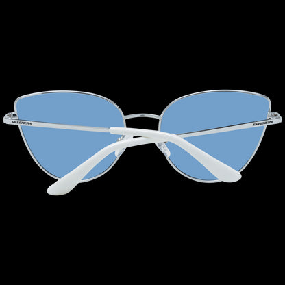 SKECHERS MOD. SE6158 5921V sunglasses for women with blue-tinted lenses and sleek white frame, view from front.