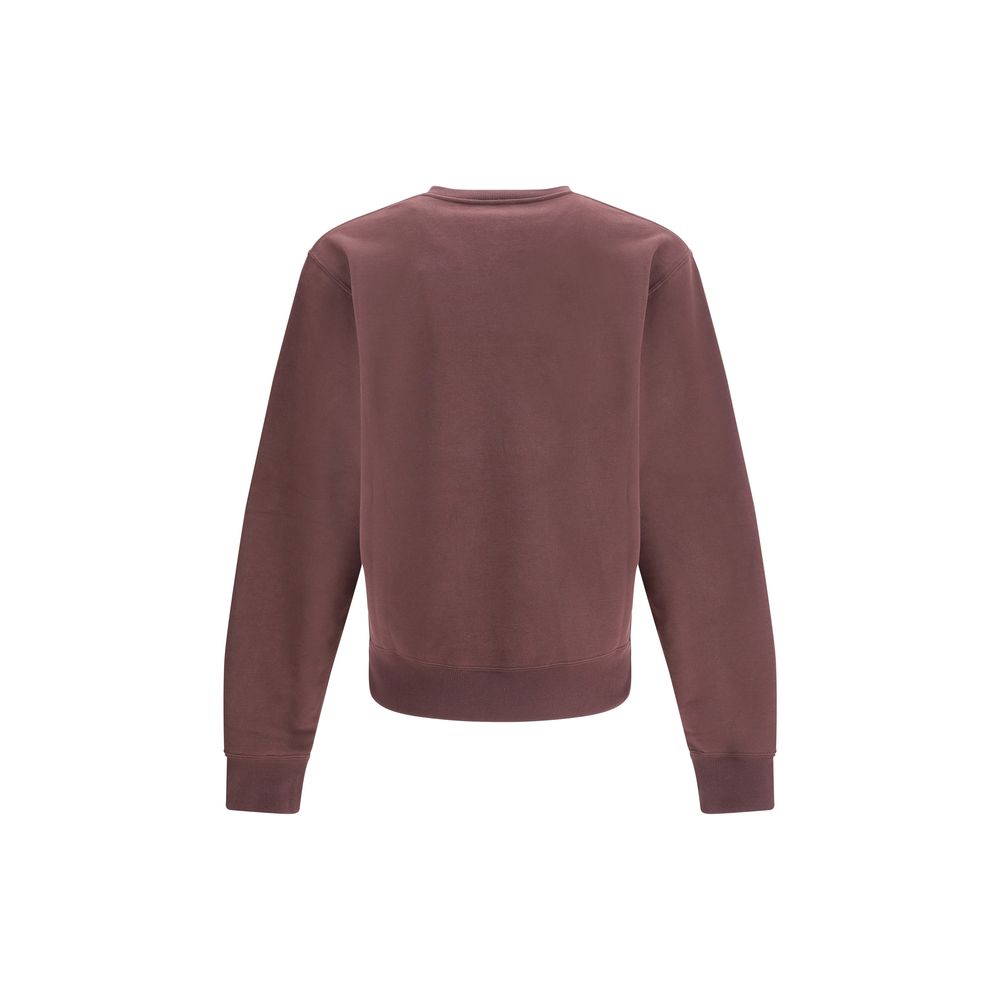 Back view of Saint Laurent Bordeaux Cotton Sweatshirt with ribbed trim and elegant style.
