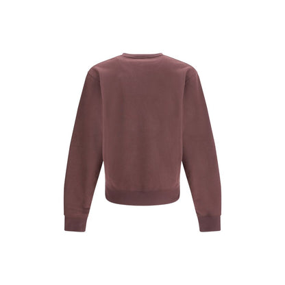 Back view of Saint Laurent Bordeaux Cotton Sweatshirt with ribbed trim and elegant style.