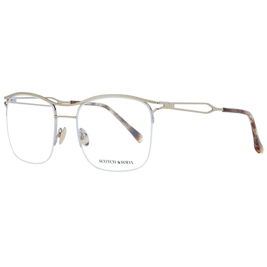 Scotch & Soda Silver Men Glasses Frame, stainless steel, half-rim square design with demo lenses, includes branded case