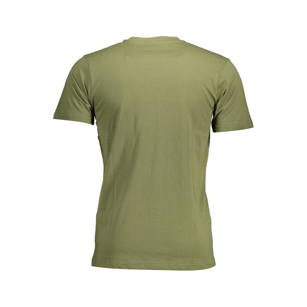 Back view of Sergio Tacchini Green Cotton Men T-Shirt showcasing sleek design and premium material.