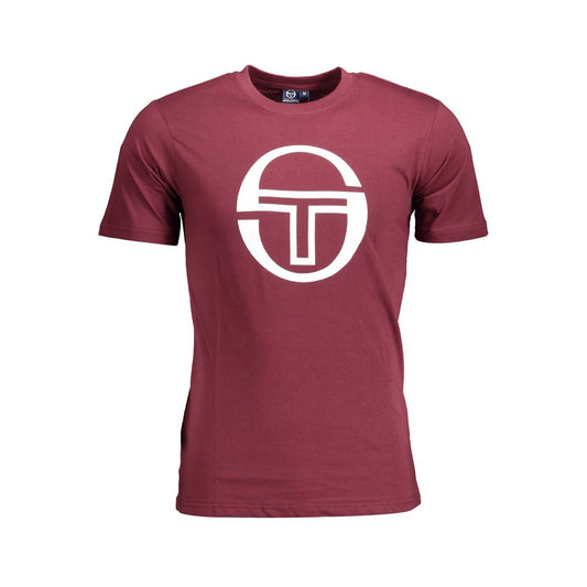 Sergio Tacchini Purple Cotton Men T-Shirt with bold logo print, crew neck design, crafted from premium cotton for unparalleled comfort.