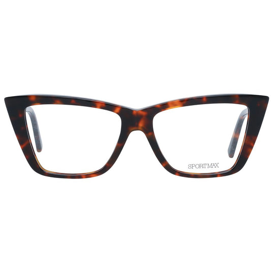 Sportmax Brown Women Glasses Frame, acetate butterfly style, full-rim design, perfect for women seeking fashionable eyewear.