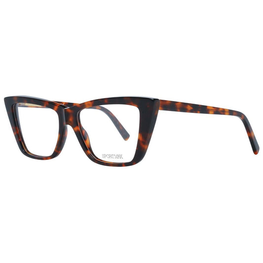 Sportmax Brown Women Glasses Frame in acetate with full-rim butterfly style and demo lenses. Size 55-16-140.