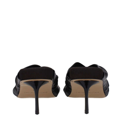 Back view of Stella McCartney Black Leather Stiletto Heel Sandals with eco leather and stiletto heels, open toe design.