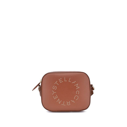 Stella McCartney Brown Other Fibres Shoulder Bag with adjustable strap, showcasing a monogram front and faux leather design.