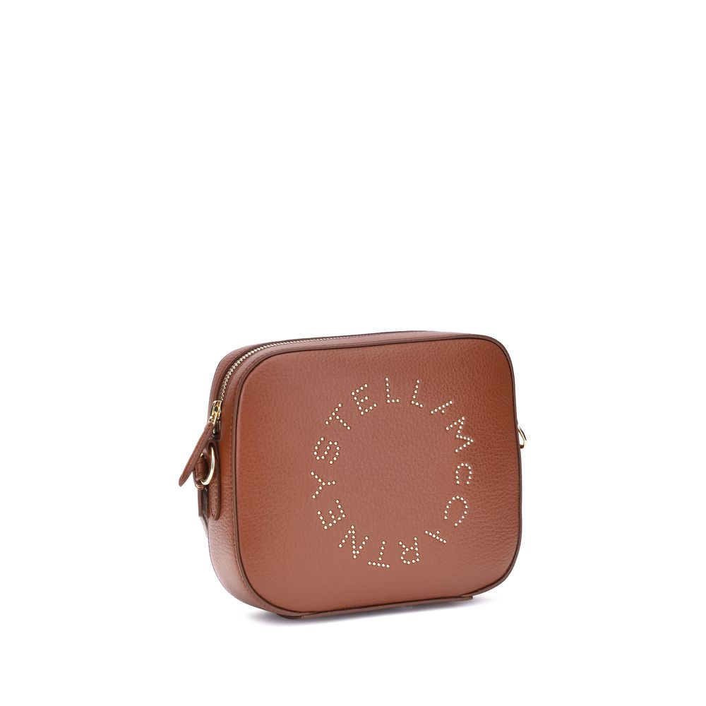 Stella McCartney Brown Other Fibres Shoulder Bag with faux leather and adjustable strap, featuring iconic monogram. Sustainable and stylish.