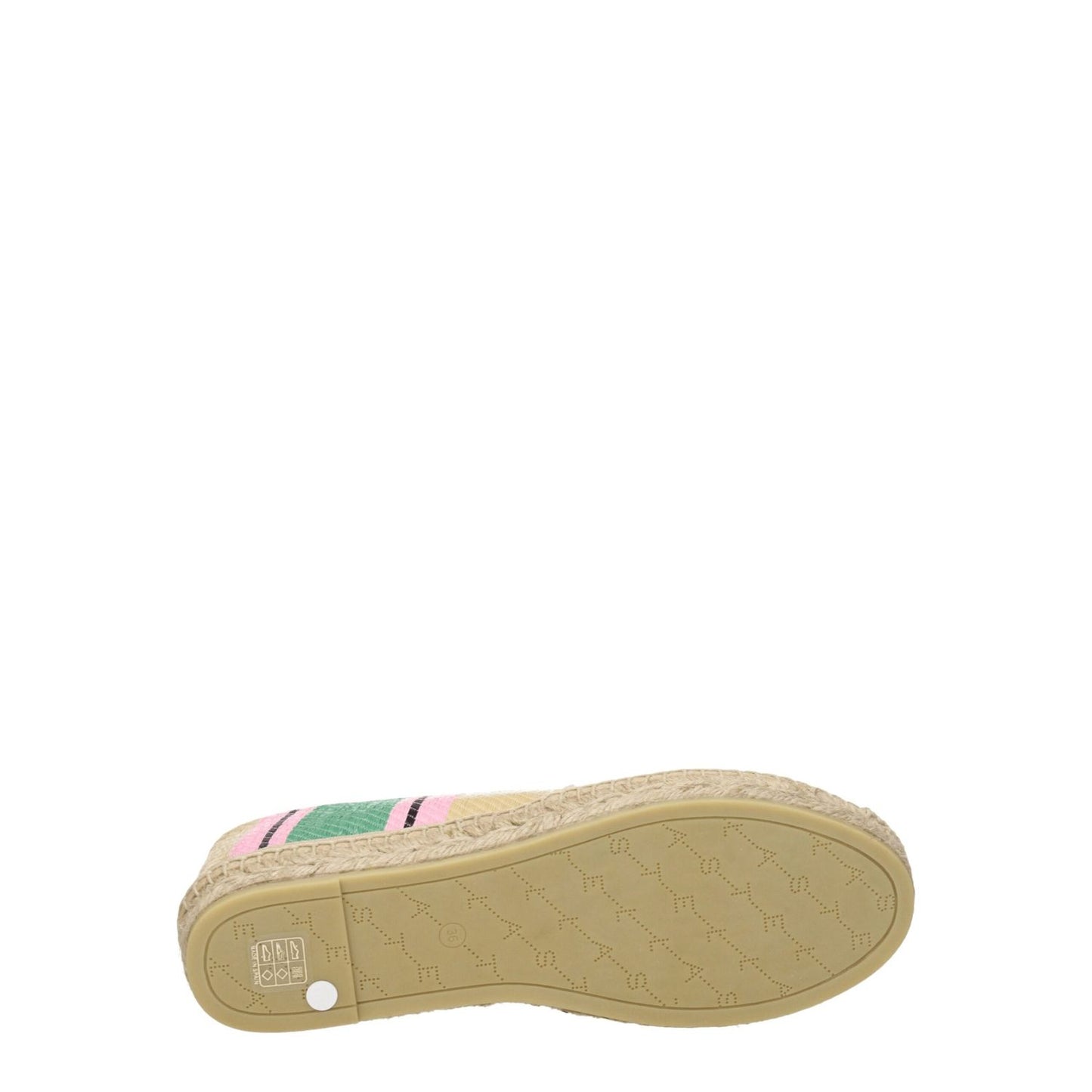 Sole view of Stella McCartney Multicolor Fabric Espadrilles with rubber sole and logo detail, casual style, MPN 810168E000913929.