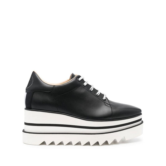 Stella McCartney Sneakers Black Elyse Eco Alter low-top with platform, high wedge heel, and square toe design.
