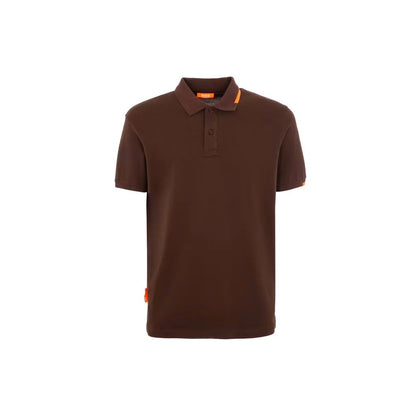 Suns Brown Cotton Polo Shirt with ribbed collar and button closure, featuring a logo on the left sleeve, perfect for casual wear.