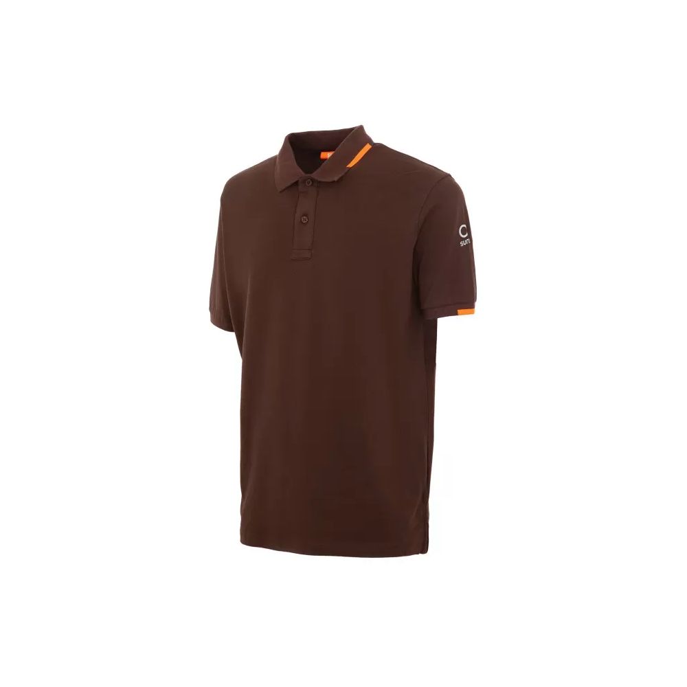 Suns Brown Cotton Polo Shirt with ribbed collar, logo on sleeve, and button closure