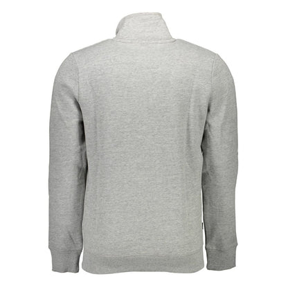 Back view of Superdry Gray Cotton Men's Sweater highlighting the subtle embroidery and sleek design.