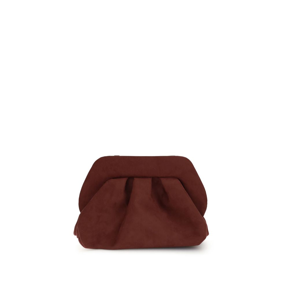 THEMOIRè Brown Other Fibres Clutch Bag, eco-friendly suede with magnetic closure and detachable strap, front view