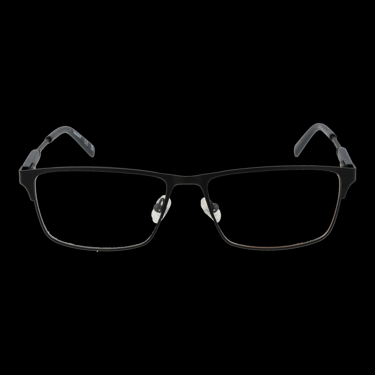 TIMBERLAND MOD. TB1770 57002 black metal rectangular eyeglasses for men on a black background