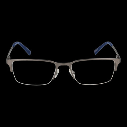 Front view of TIMBERLAND MOD. TB1799 53009 eyeglasses for gentlemen with metal rectangular frame and blue temple tips.