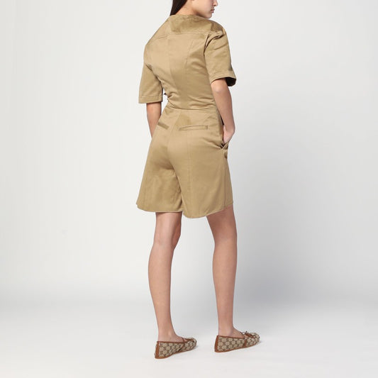 TheLatest Camel-coloured short jumpsuit in cotton