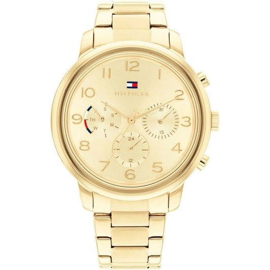 TOMMY HILFIGER Mod. 1782525 gold watch for ladies with quartz analog movement, 5 ATM water resistance, and 38mm mineral dial.