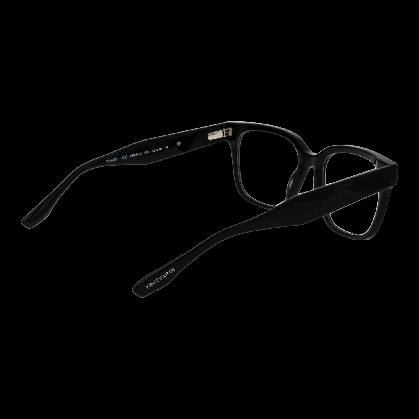 TRUSSARDI MOD. TSM6050 52A01 - Gent's black eyeglasses on a black background