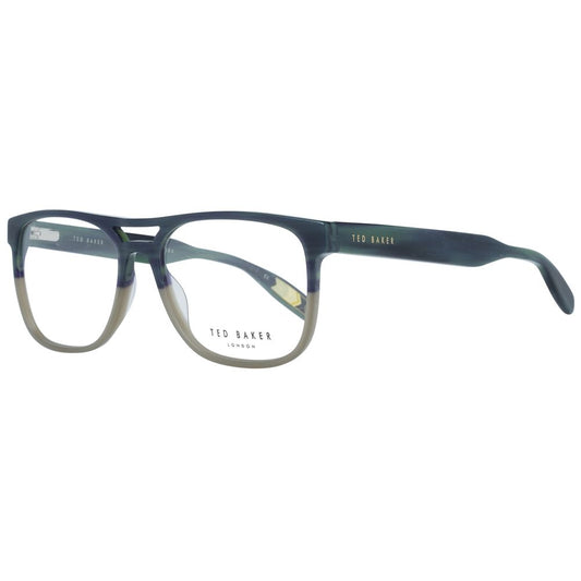Ted Baker Green Men Glasses Frame with metal full-rim and plastic demo lenses, square style, included branded case