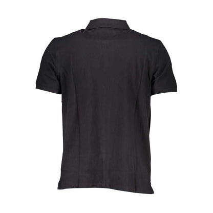 Back view of Timberland Black Cotton Polo Shirt, short-sleeved regular fit with embroidery, made of 100% organic cotton.
