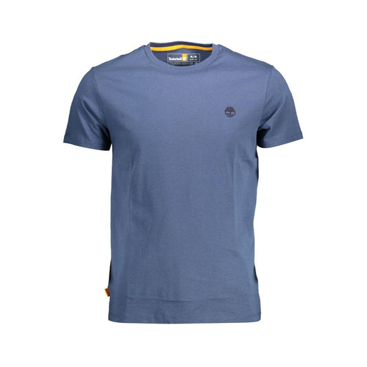 Timberland Blue Organic Cotton Men T-Shirt, casual slim fit, crew neck, made from 100% organic cotton with iconic logo on chest.
