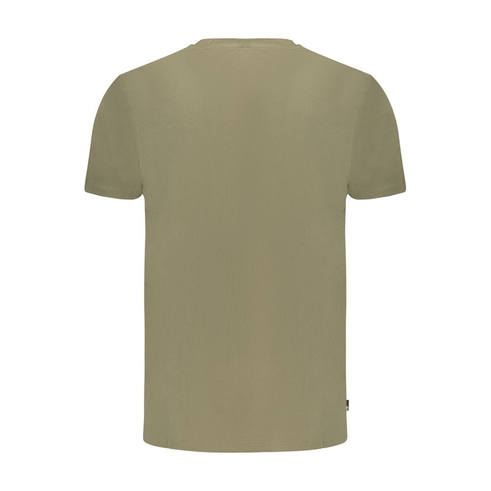 Back view of Timberland Green Cotton Men T-Shirt with short sleeves and crew neck, showcasing a classic fit in premium cotton fabric.
