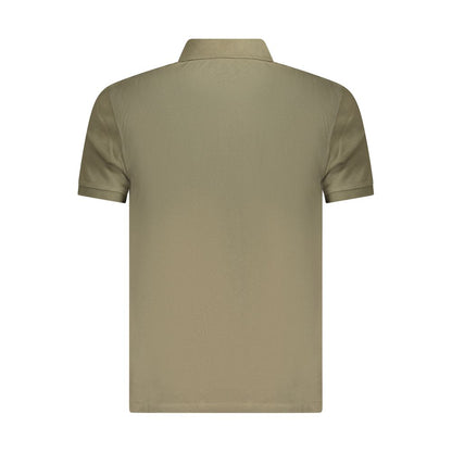 Back view of Timberland Green Cotton Polo Shirt, slim fit, short sleeves, 2 buttons, with logo embroidery.
