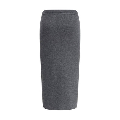 Tom Ford Gray Cashmere Long Skirt with ribbed waistband, luxurious wrap-around knit design, ideal for elegant and timeless looks.