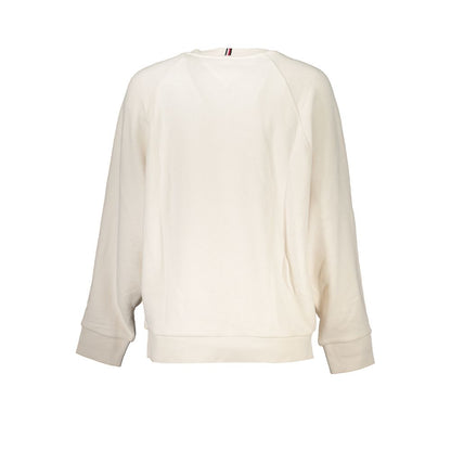 Tommy Hilfiger Beige Cotton Women Sweater, back view showcasing classic design and luxurious texture, sustainable organic cotton blend.