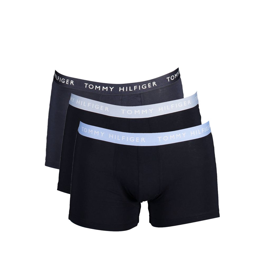 Tommy Hilfiger Black Cotton Men Boxer Trio Pack with logo waistband, sustainable recycled cotton blend, stylish essentials for eco-conscious men