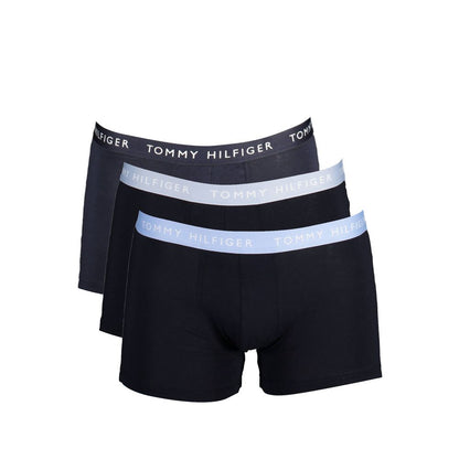 Tommy Hilfiger Black Cotton Men Boxer Trio Pack with logo waistband, sustainable recycled cotton blend, stylish essentials for eco-conscious men