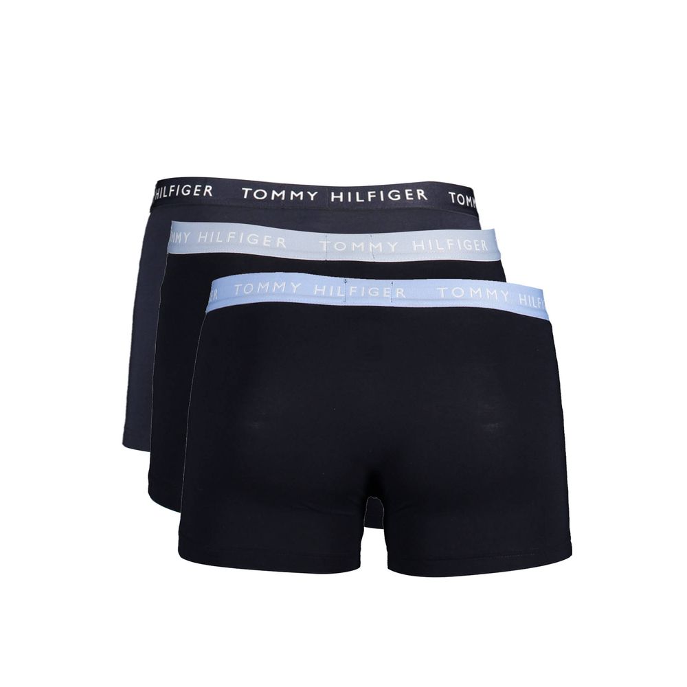 Tommy Hilfiger Black Cotton Men Boxer Trio Pack with recycled cotton, featuring iconic logo on waistband for style and comfort.