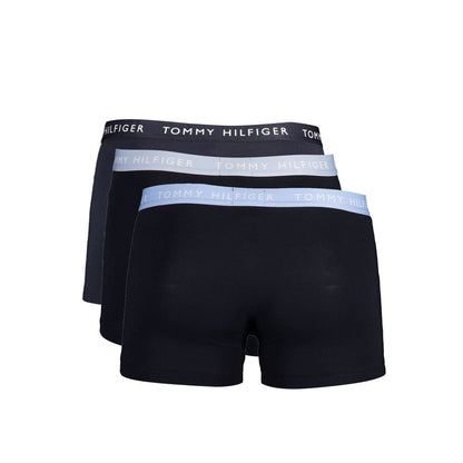 Tommy Hilfiger Black Cotton Men Boxer Trio Pack with recycled cotton, featuring iconic logo on waistband for style and comfort.