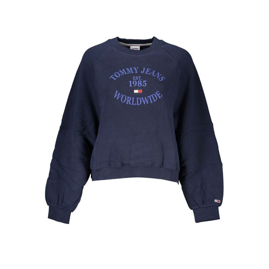 Tommy Hilfiger Blue Cotton Women Sweater with long sleeves and logo print.