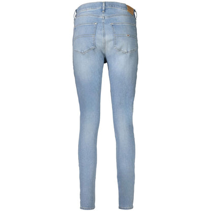 Back view of Tommy Hilfiger Blue Cotton Women's Skinny Jean with iconic logo and classic wash.