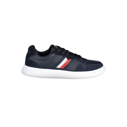 Alt Tag: Tommy Hilfiger Blue Leather Men Sneaker with sleek design and iconic logo