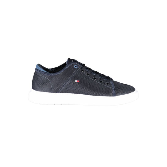 Tommy Hilfiger Blue Recycled Polyester Men Sneaker with lace-up design and white sole