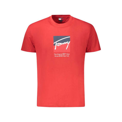 Tommy Hilfiger Red Cotton Men T-Shirt with bold logo and sustainable design