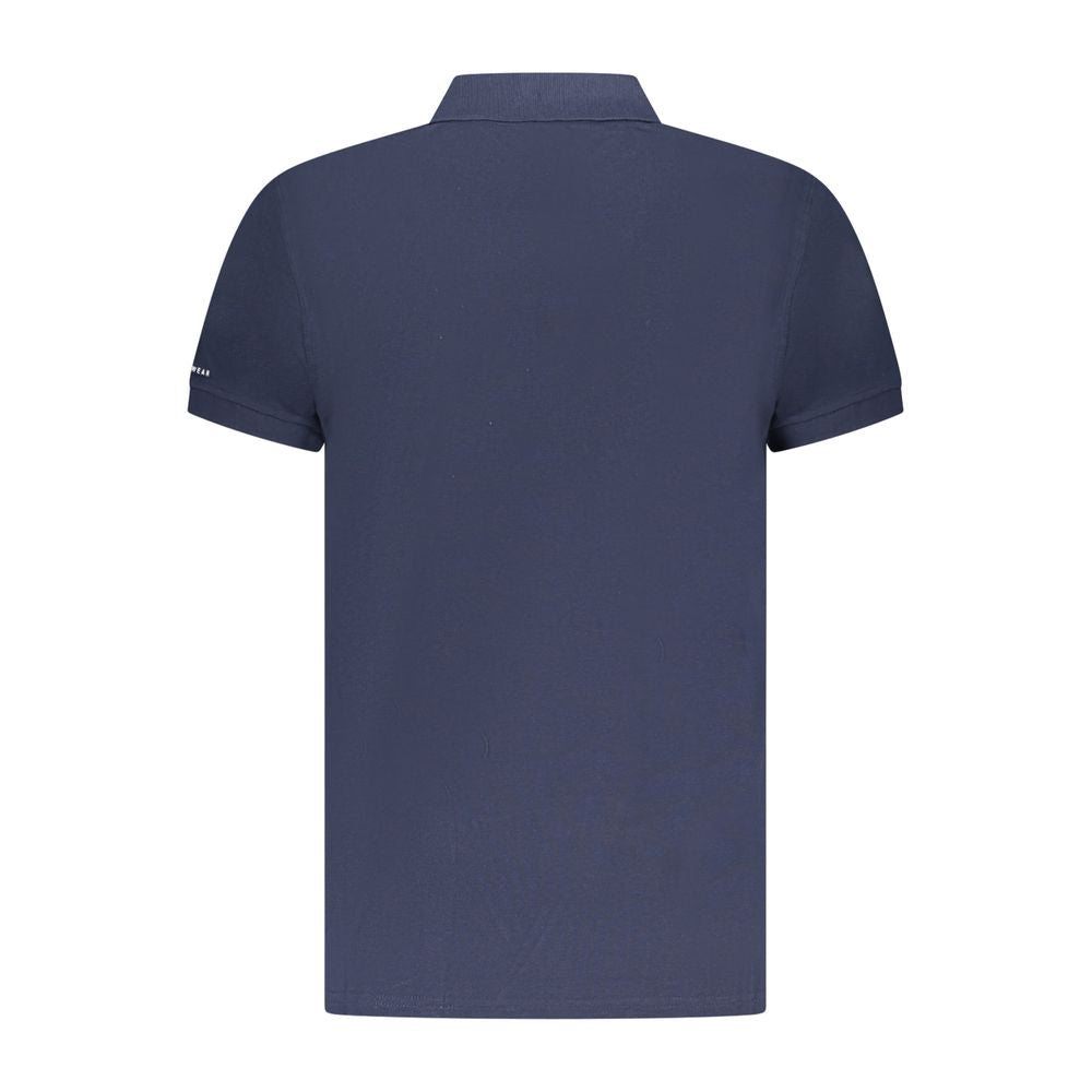 Back view of Trussardi Blue Cotton Men Polo Shirt showcasing sleek Italian design.
