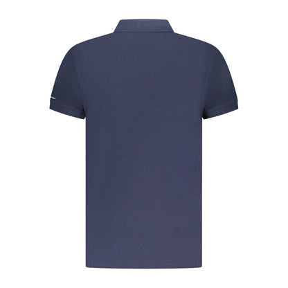 Back view of Trussardi Blue Cotton Men Polo Shirt showcasing sleek Italian design.