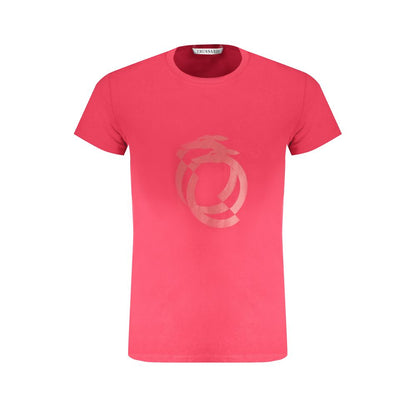 Trussardi Red Cotton T-Shirt, short sleeved crew neck with print and logo