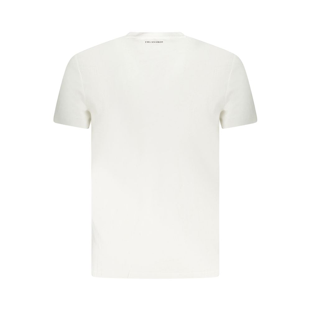 Trussardi White Cotton Men T-Shirt back view showcasing soft cotton fabric and minimalist design.