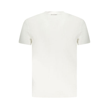 Trussardi White Cotton Men T-Shirt back view showcasing soft cotton fabric and minimalist design.