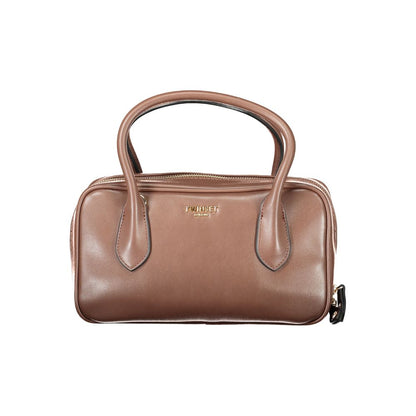 Twinset Brown Polyethylene Women Handbag with handles and zip closure.