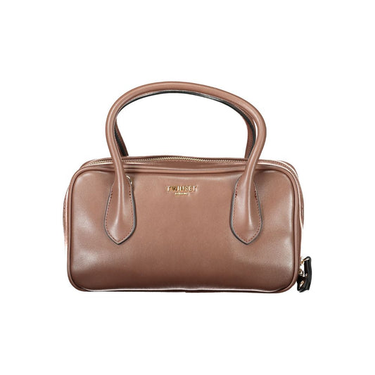 Twinset Brown Polyethylene Women Handbag with handles and zip closure.