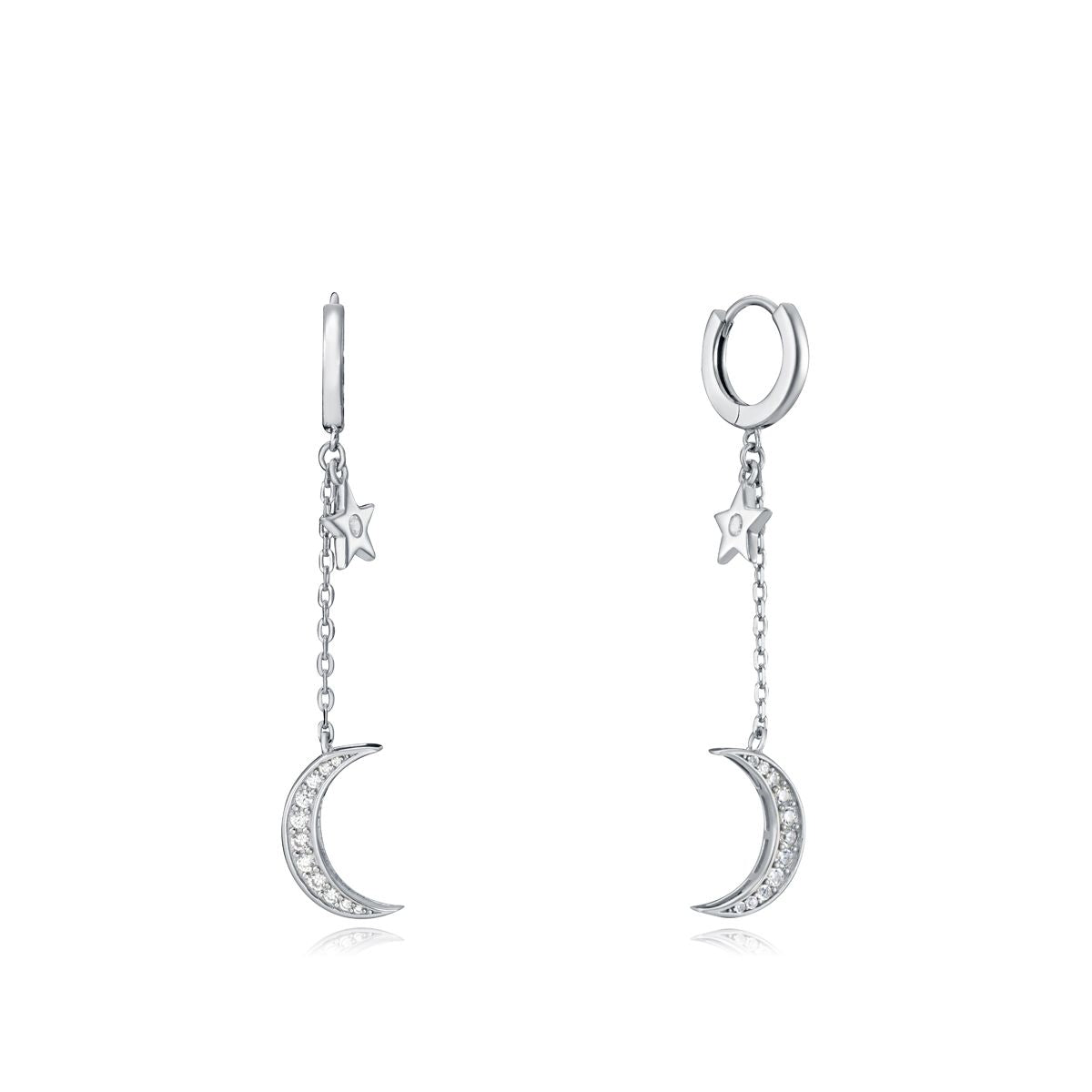 VICEROY JEWELS Mod. 13036E000-30 silver earrings with moon and star design for ladies. Water resistant and quartz movement with official packaging.