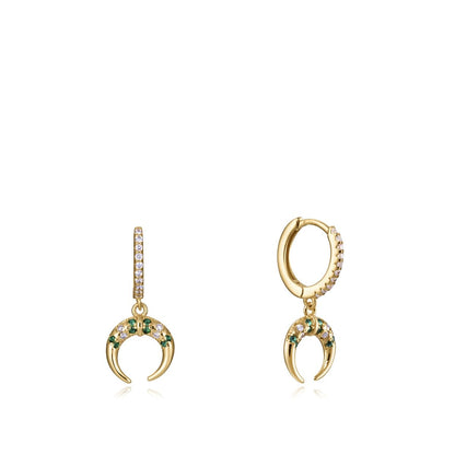 Gold crescent moon earrings with gemstones from VICEROY JEWELS Mod. 13107E100-39 for ladies, crafted in Silver 925°.