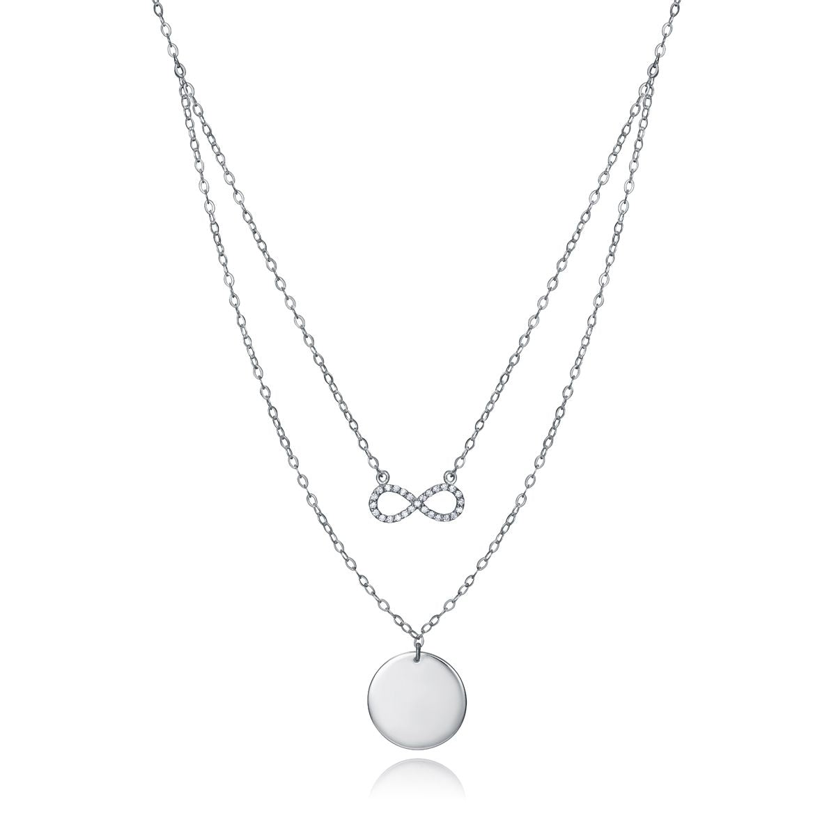 VICEROY JEWELS Mod. 4087C000-00 lady silver necklace with infinity and round pendants, elegant design.