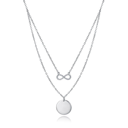 VICEROY JEWELS Mod. 4087C000-00 lady silver necklace with infinity and round pendants, elegant design.