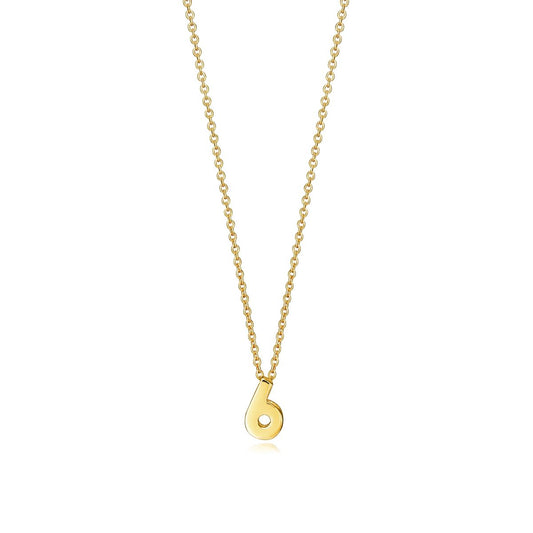 Elegant gold necklace with a number 6 pendant for ladies